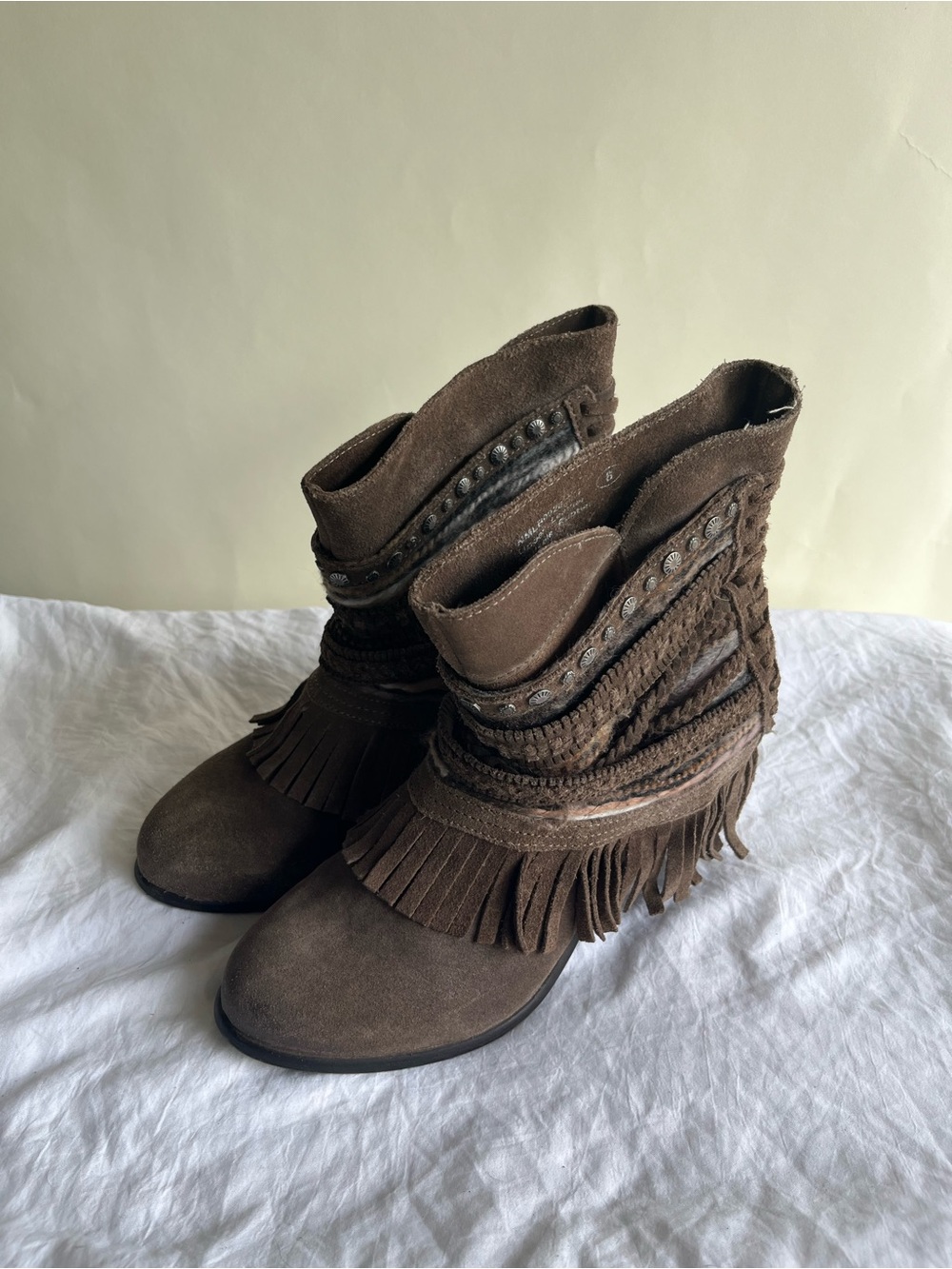 naughty monkey Brown Suede Fringe Ankle Boots